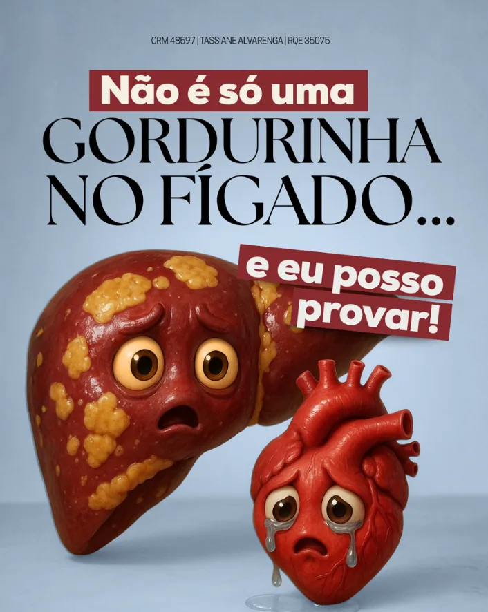 Capa de carrossel sobre gordura no fígado, com fígado e coração ilustrados em 3D